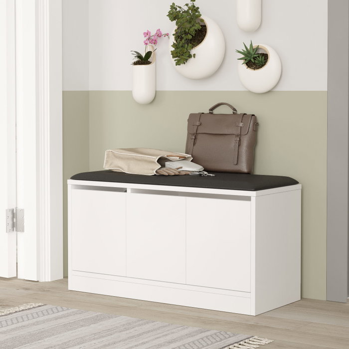 Hanah Home Mr2-W Zapatero Blanco con Parte Superior de Piel de PU